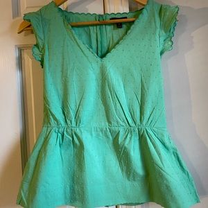 J. Crew petite 0 Vneck peplum top in Swiss Dot NWT